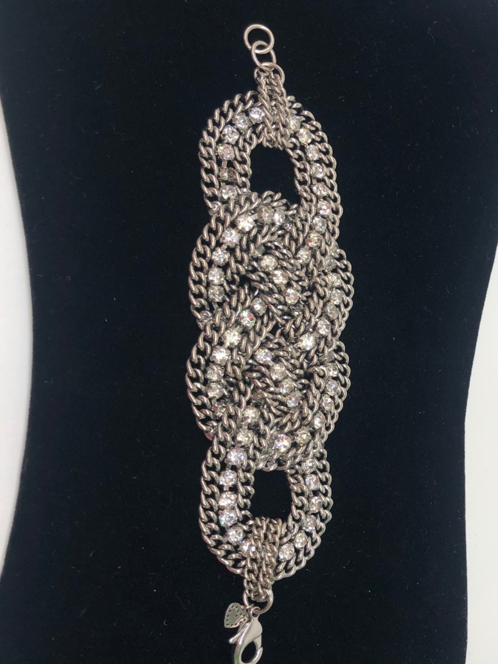 Stella & Dot Petra Braided Crystal Beaded Bracelet Silver 7.5" retired